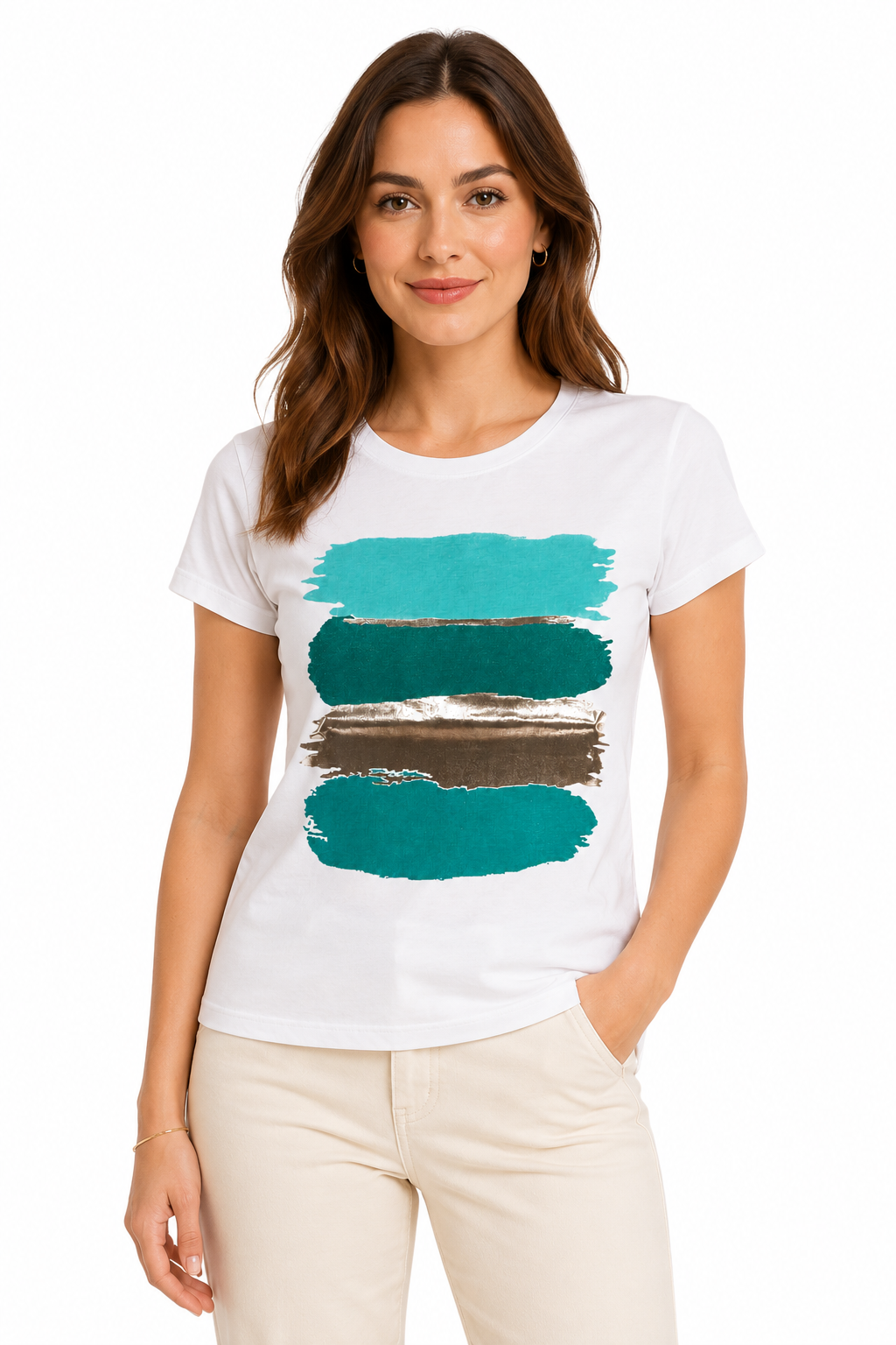 T-shirt Artistica con Stampe a Pennellata
