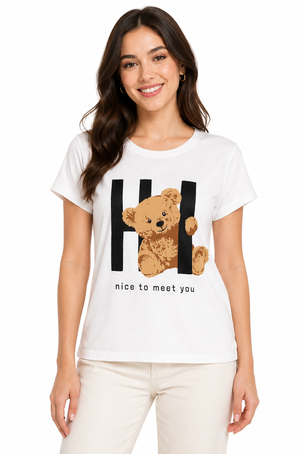 T-shirt "HI" con Teddy Bear