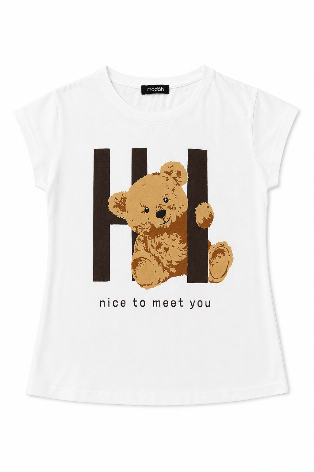 T-shirt "HI" con Teddy Bear