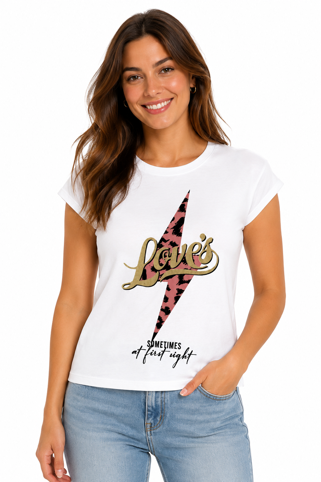 T-shirt "Love’s Lightning" con Stampa Animalier