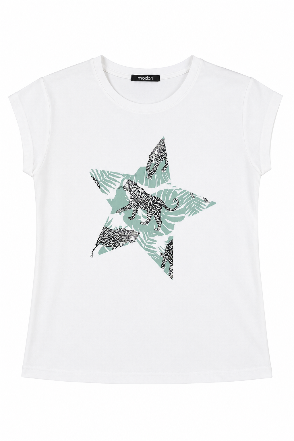 T-shirt con Grafica Stella Giungla e Leopardi