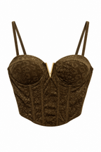 Top Bustino Suede Animalier con Dettaglio Dorato