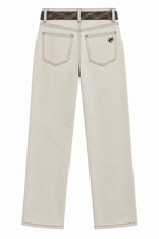 Jeans Ecrù con Cintura a Scacchi Marrone