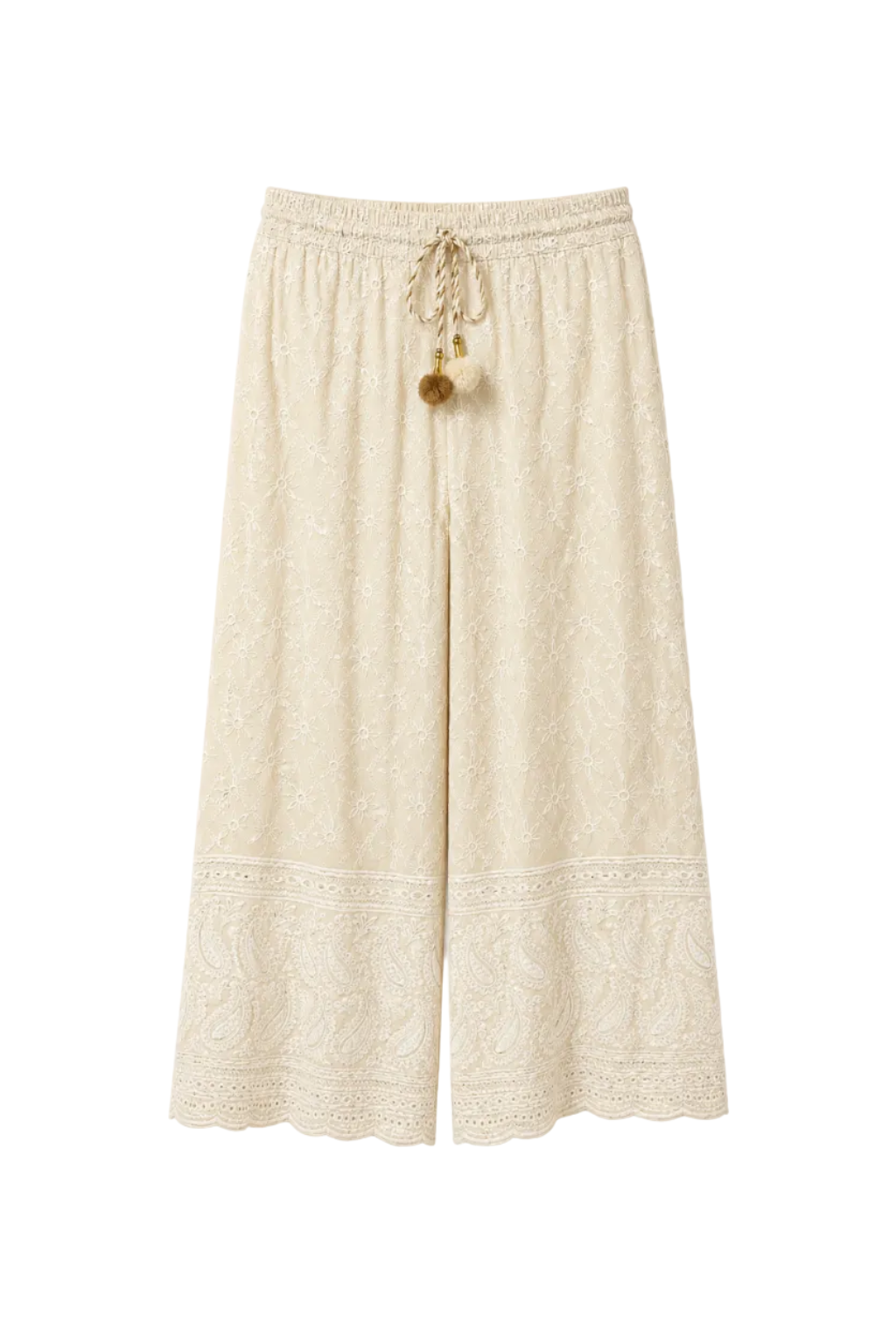 Pantaloni Palazzo in Sangallo con Dettaglio Nappe