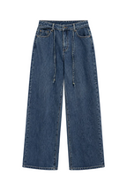 Jeans a Gamba Larga con Coulisse Integrata