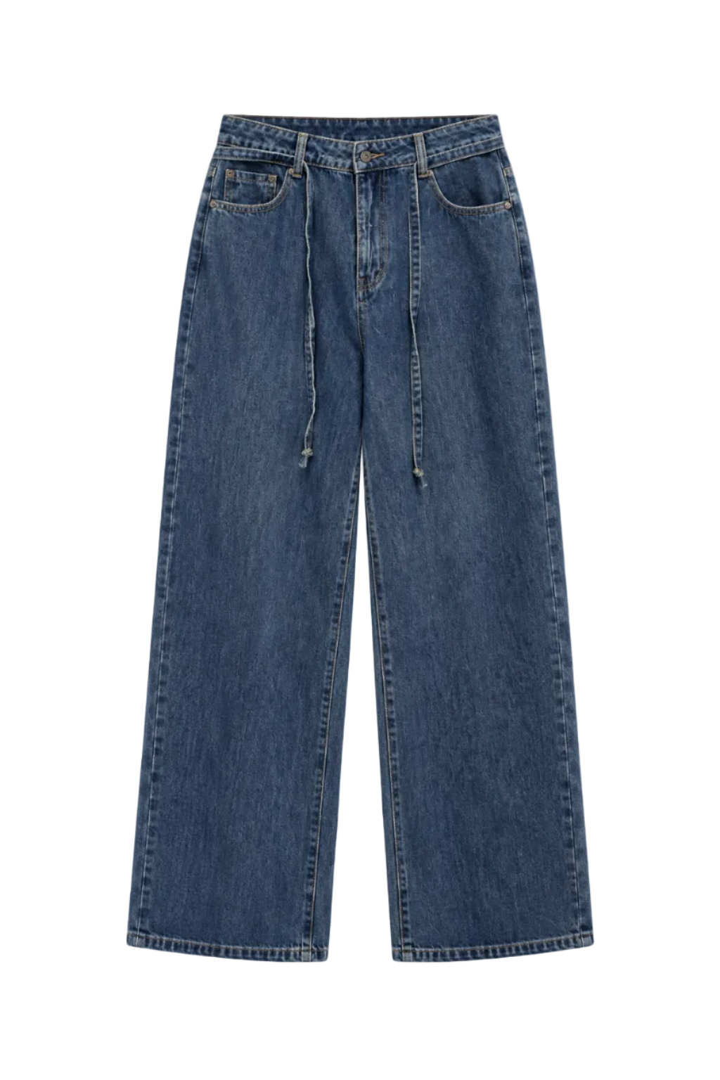 Jeans a Gamba Larga con Coulisse Integrata