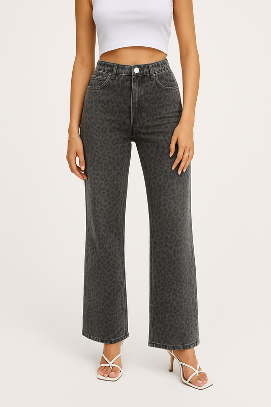 JEANS WIDE LEOPARD