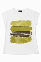 T-shirt Artistica con Stampe a Pennellata