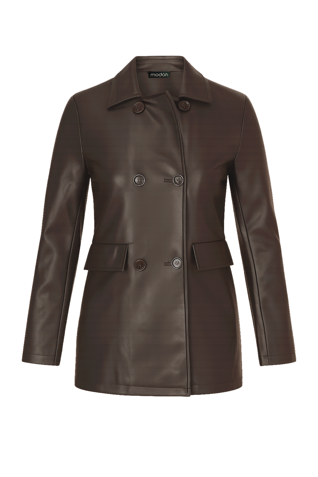GIACCA DOPPIOPETTO IN ECO-PELLE - LONGLINE
