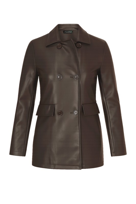 GIACCA DOPPIOPETTO IN ECO-PELLE - LONGLINE