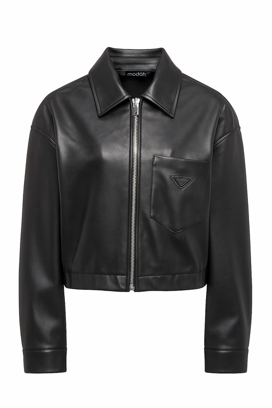 GIACCA CORTA IN ECO-PELLE CON ZIP