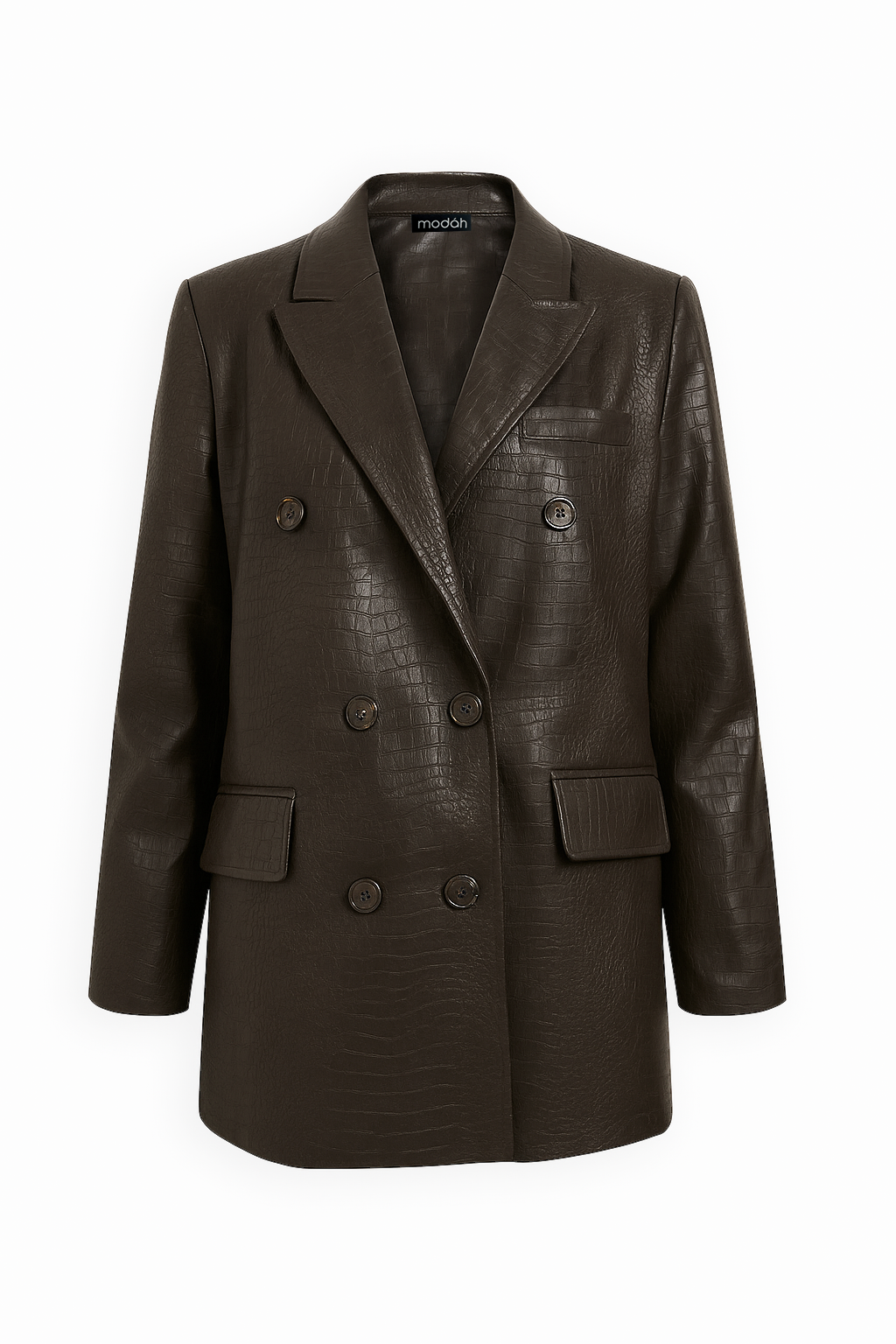 BLAZER DOPPIOPETTO IN ECO-PELLE STAMPA ANIMALIER