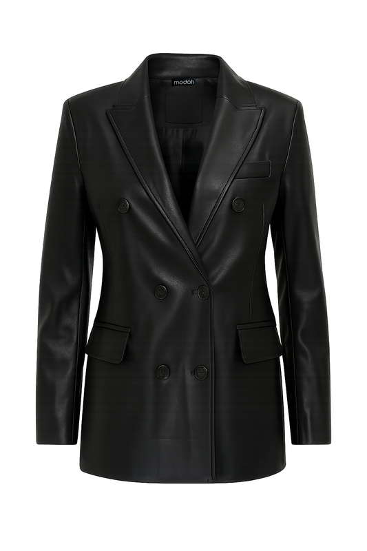 BLAZER DOPPIOPETTO IN ECO-PELLE SARTORIALE