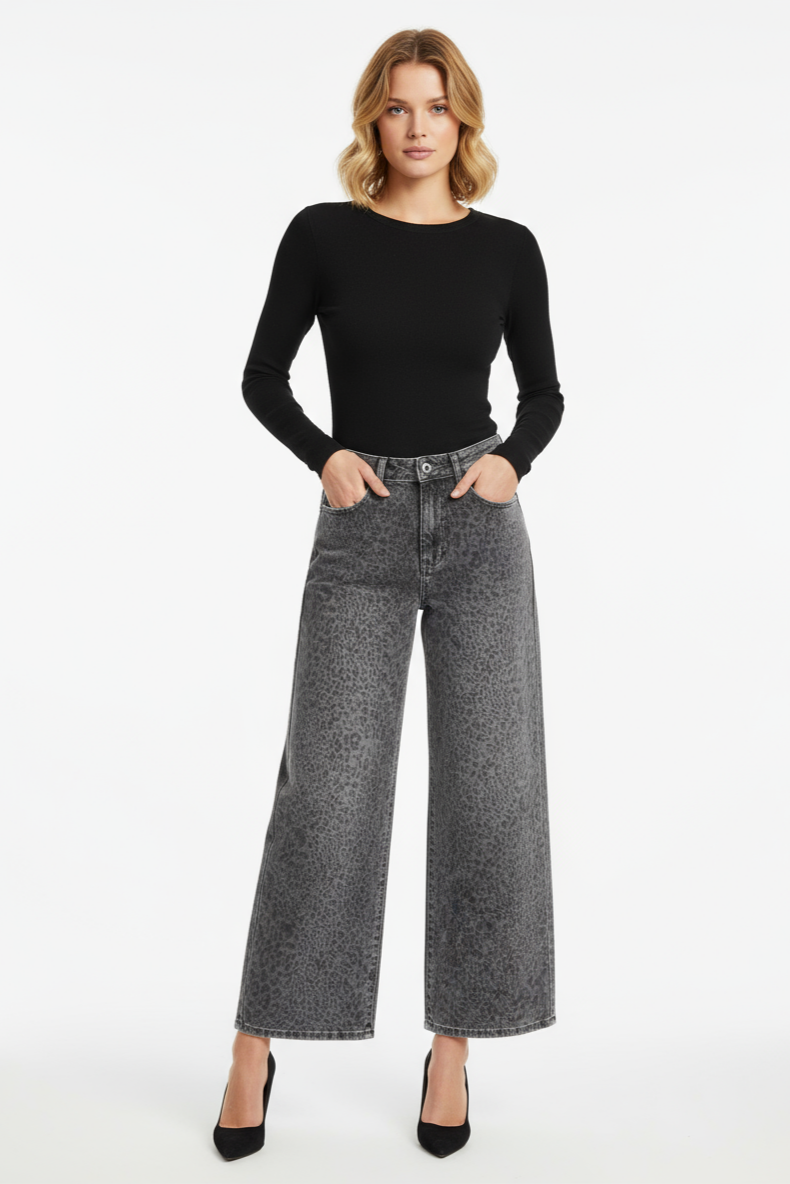 JEANS WIDE LEOPARD