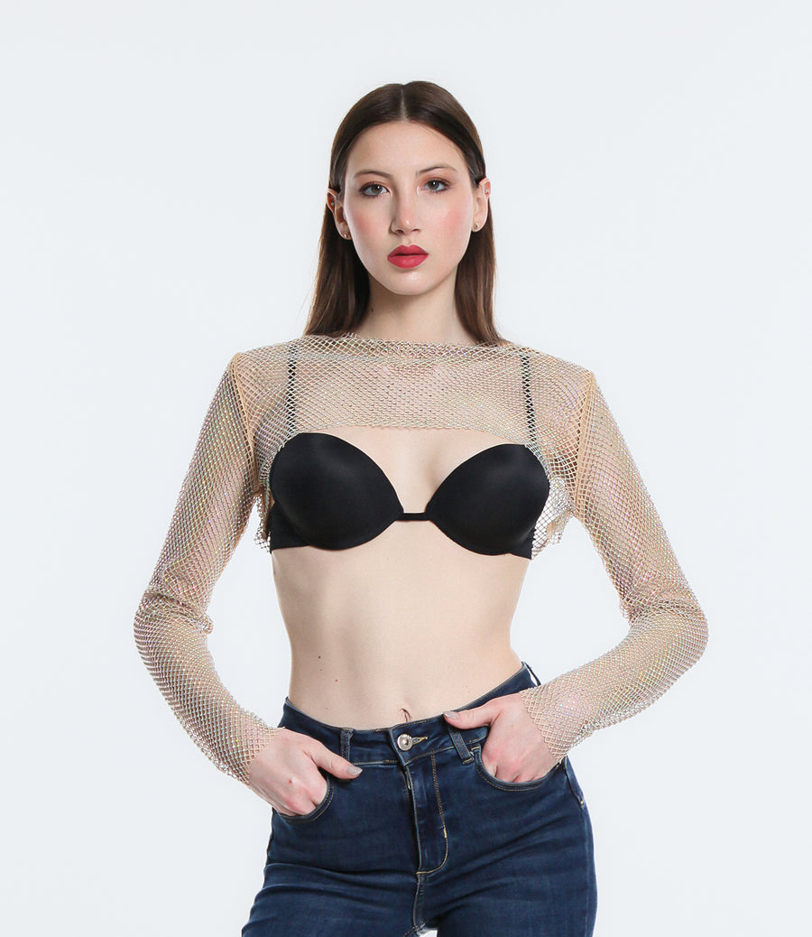 TOP CROPPED STRASS SM CARNE