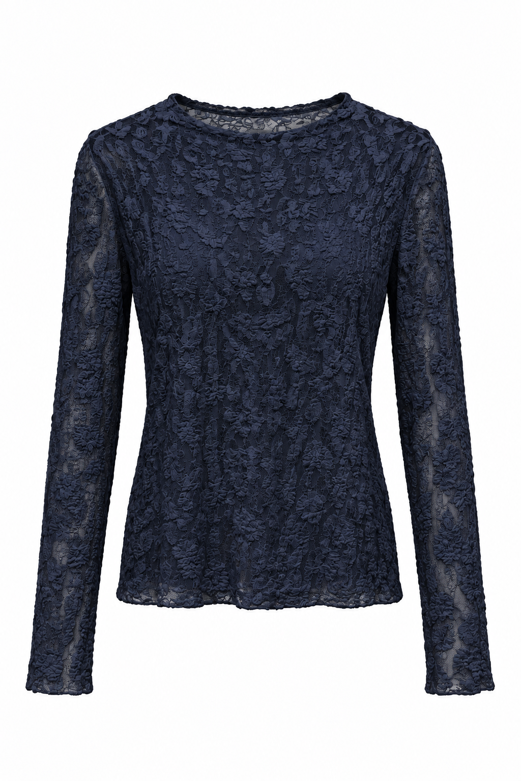 Maglia Trasparente in Pizzo Floreale Blu navy
