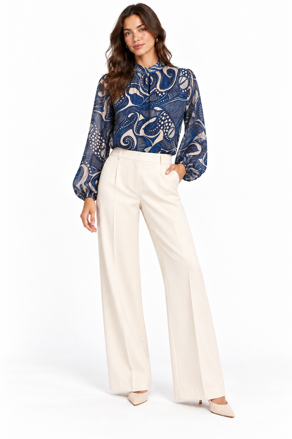 Blusa Elegante con Stampa Grafica Sfumata