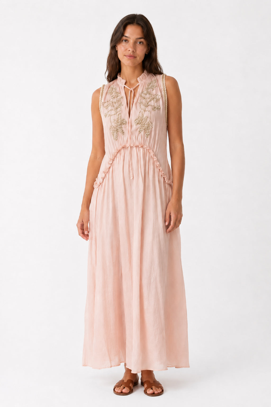 Abito Lungo Boho-Chic con Ricami