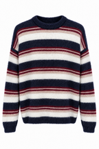 Pullover Girocollo Soffice a Righe Multicolore