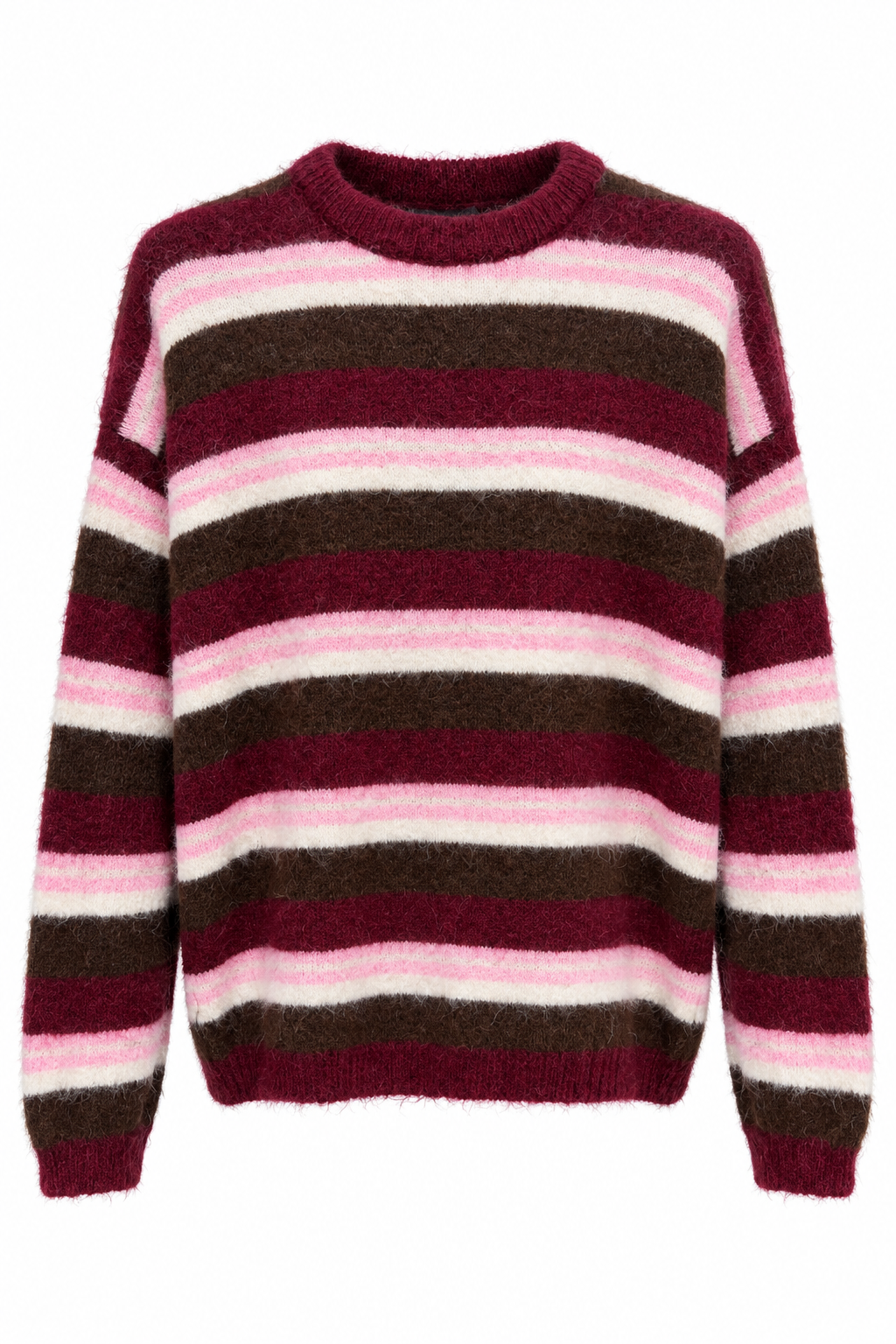 Pullover Girocollo Soffice a Righe Multicolore