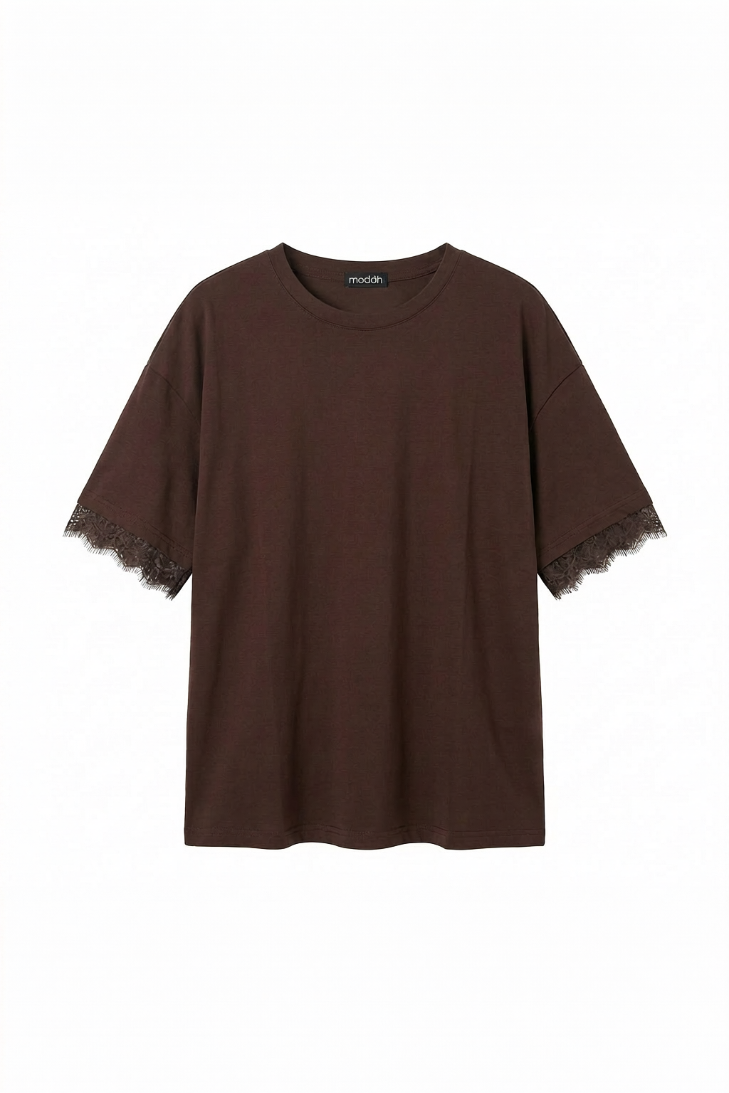 T-shirt Over con Dettaglio in Pizzo