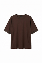 T-shirt Over con Dettaglio in Pizzo