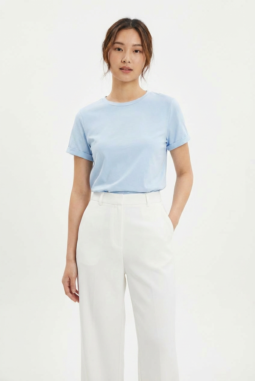 T-shirt Essential a Girocollo con Risvolto