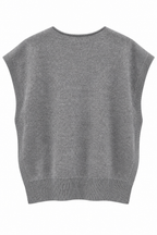 Gilet in Maglia Scollo a V con Bottoni Laterali