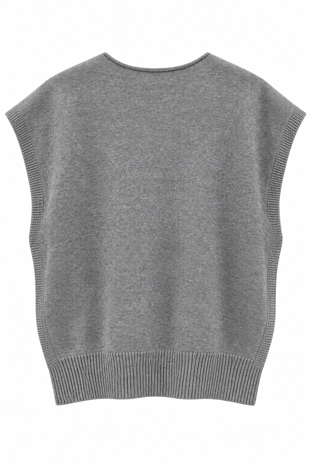 Gilet in Maglia Scollo a V con Bottoni Laterali