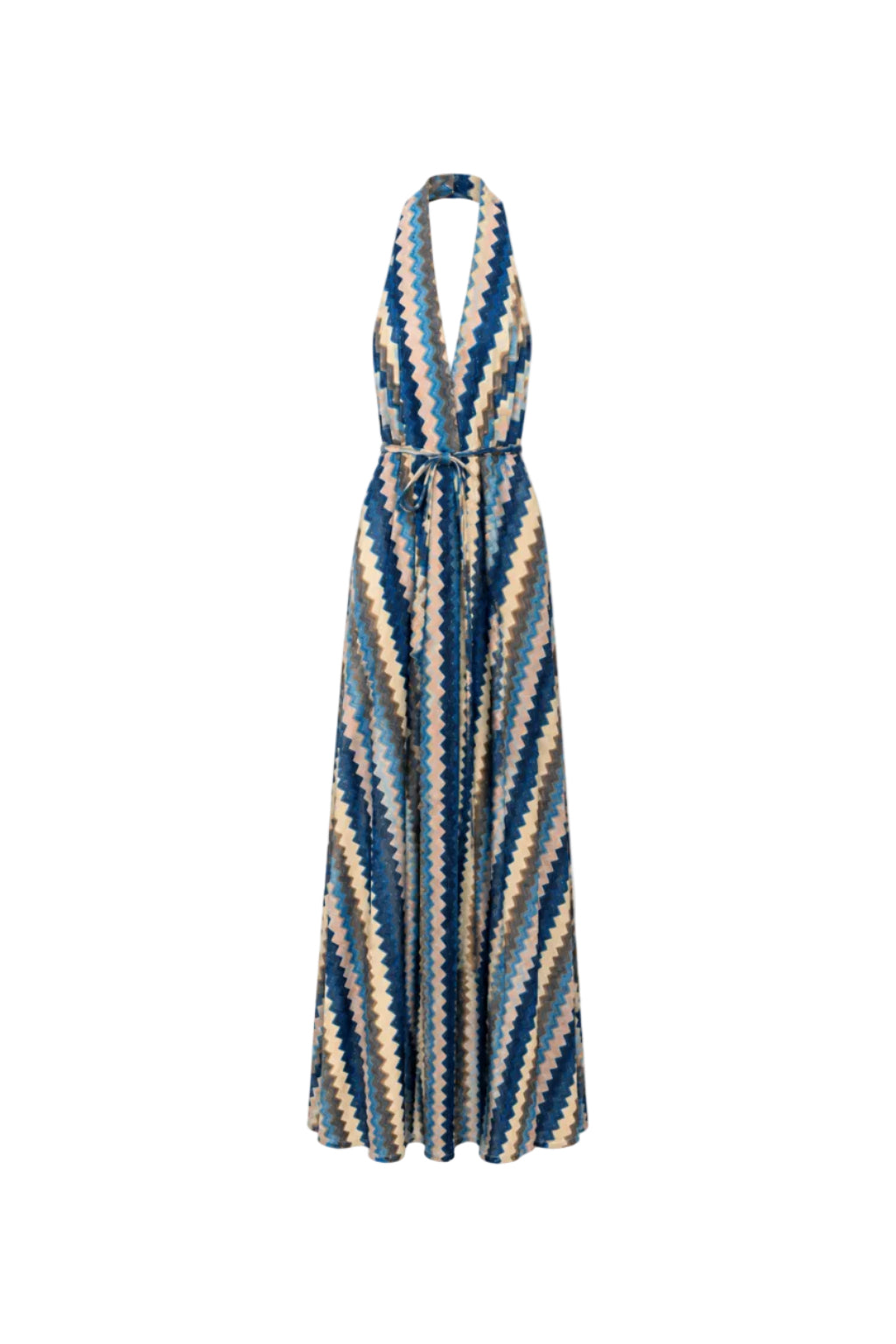 Abito Maxi Halter con Motivo Zigzag
