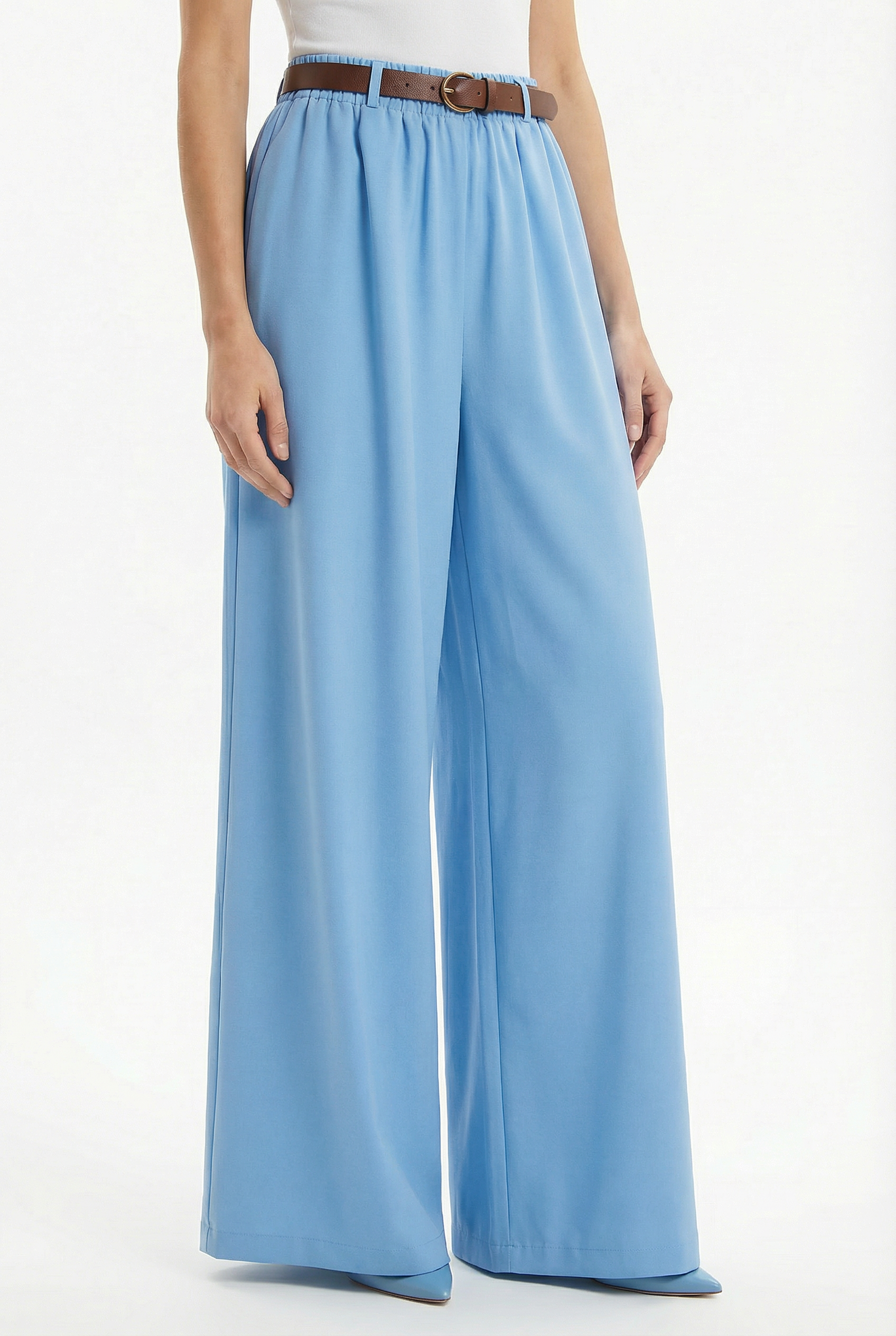 Pantaloni con cintura a gamba larga