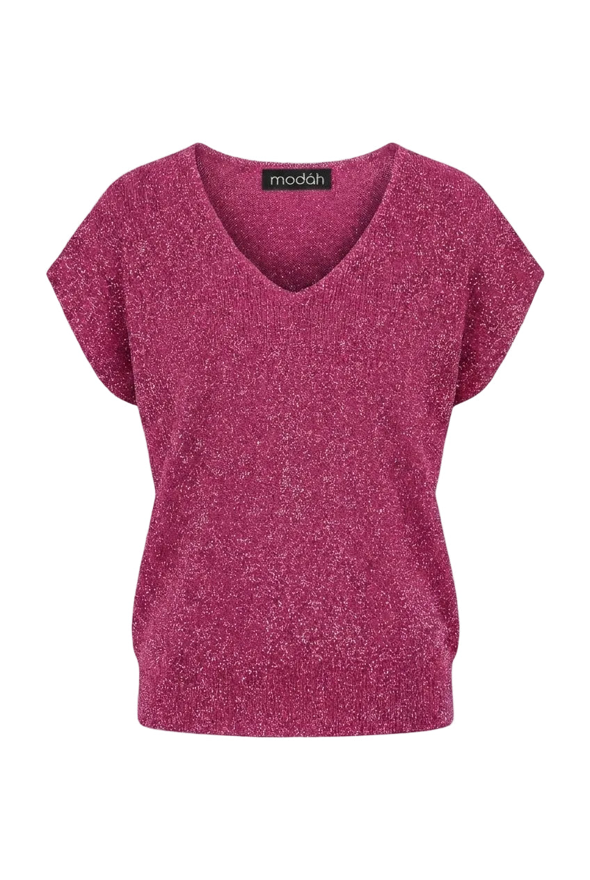 Top in Maglia Lurex con Scollo a V