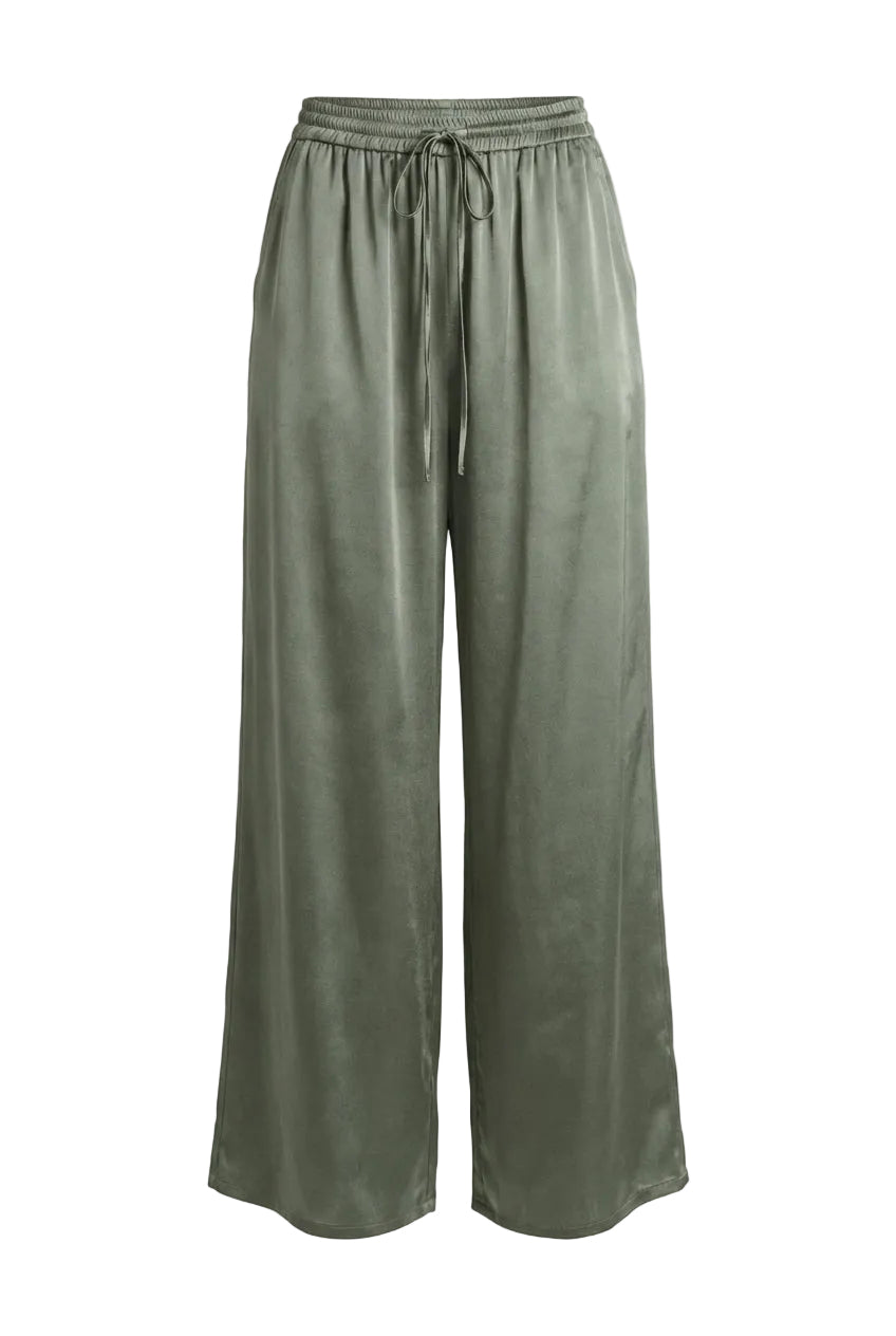 Pantaloni Wide Leg in Satin Fluido