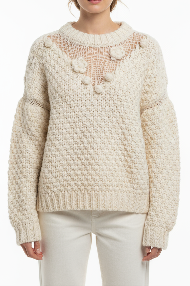 MAGLIONE TRAFORATA CON FIORI