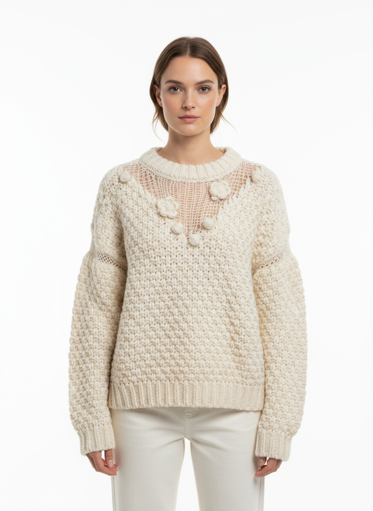 MAGLIONE TRAFORATA CON FIORI