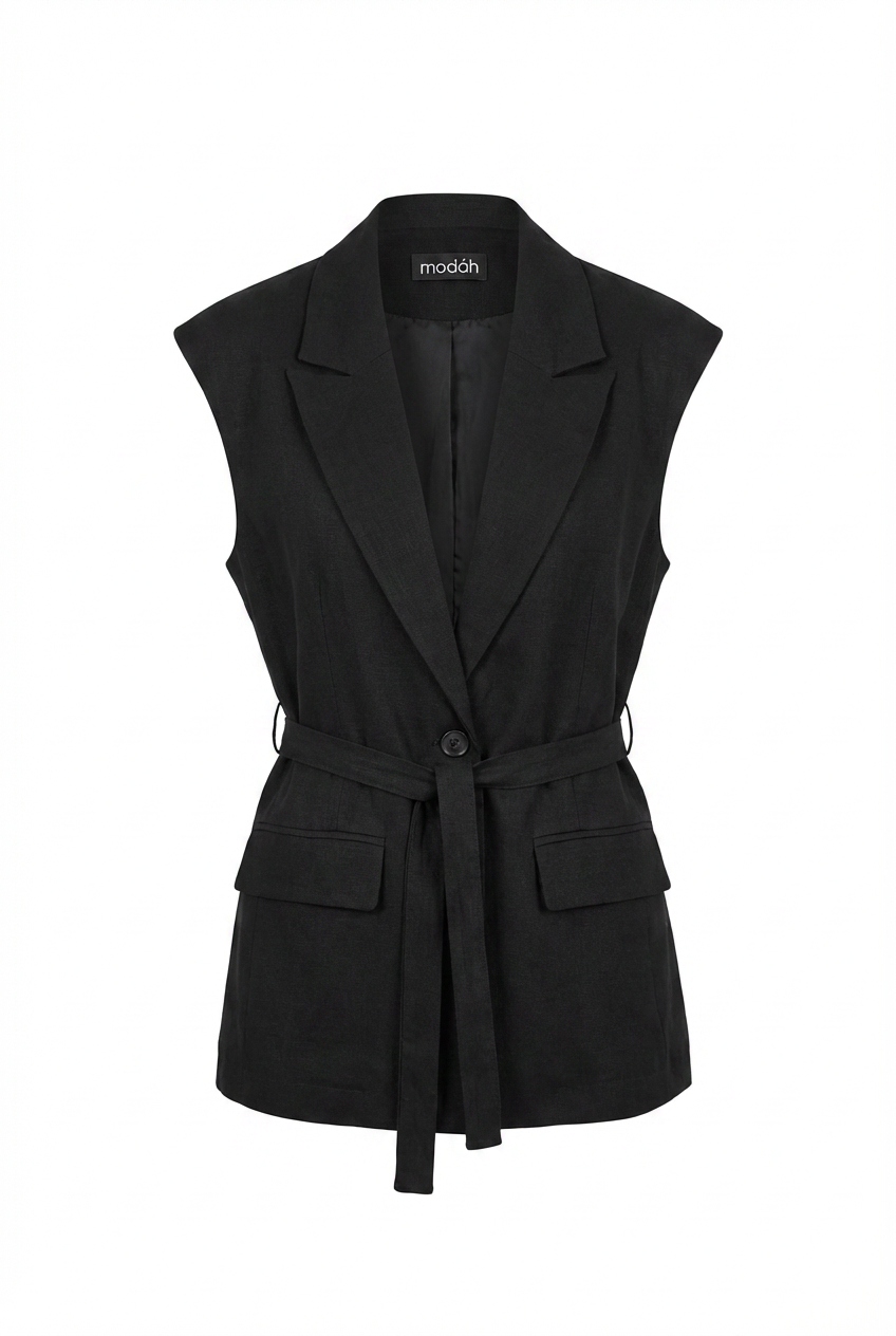 Gilet Blazer Strutturato con Cintura