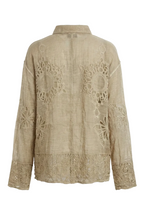 Camicia in Cotone con Ricami Intagliati e Dettagli Crochet