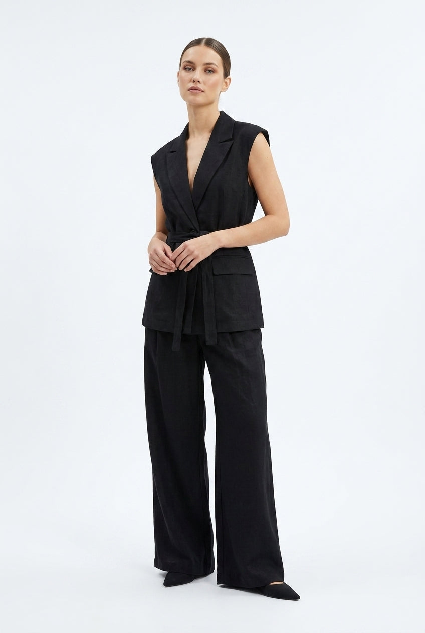 Gilet Blazer Strutturato con Cintura