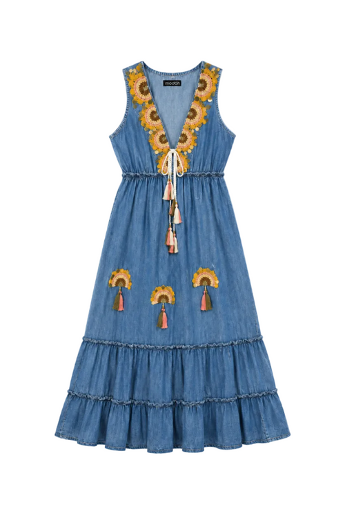Abito Maxi in Denim Boho-Chic