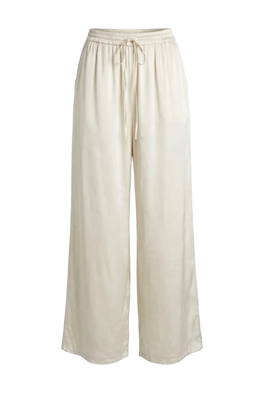 Pantaloni Wide Leg in Satin Fluido