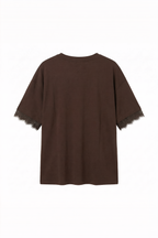 T-shirt Over con Dettaglio in Pizzo