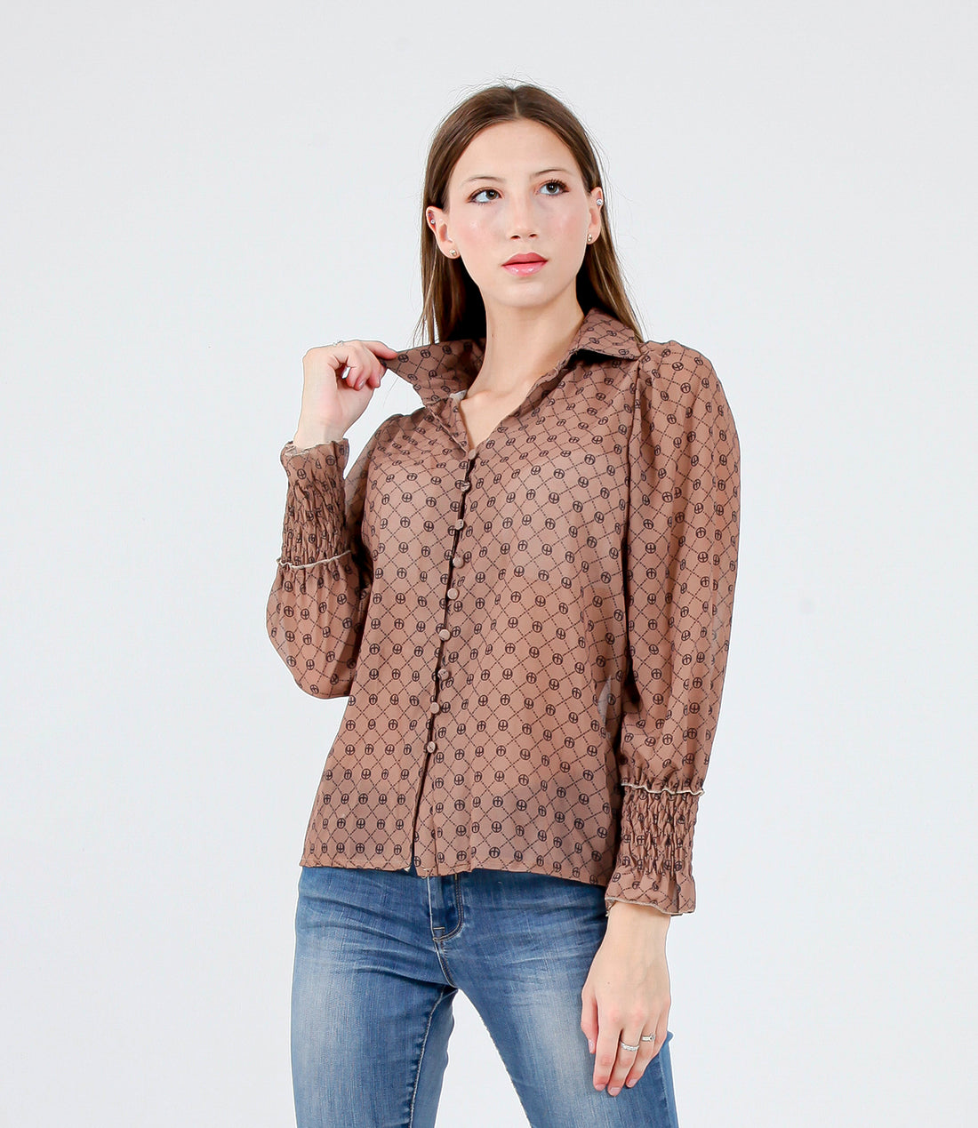 CAMICIA MONOGRAM ONE SM CAMEL