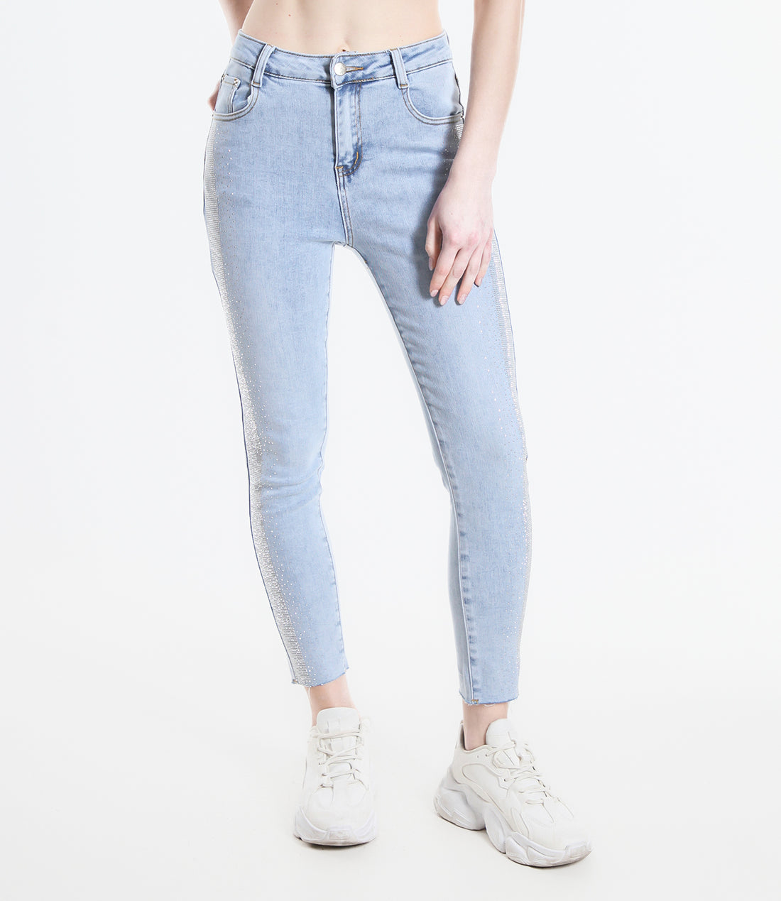 JEANS STRASS M DENIM CHIARO