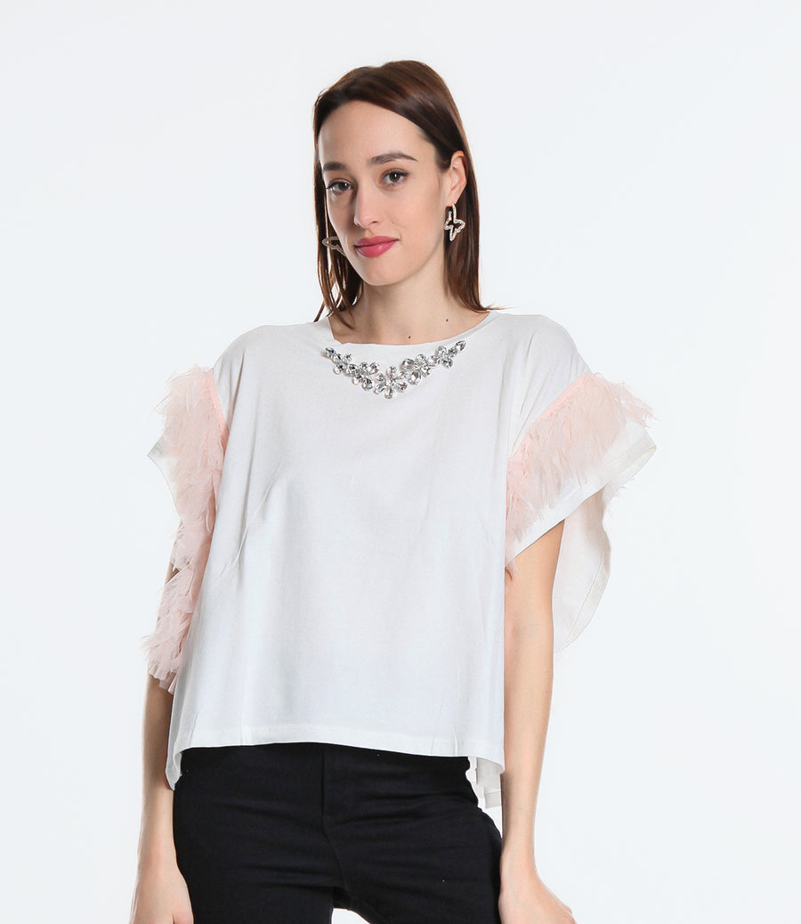 T-SHIRT TULLE SM ROSA