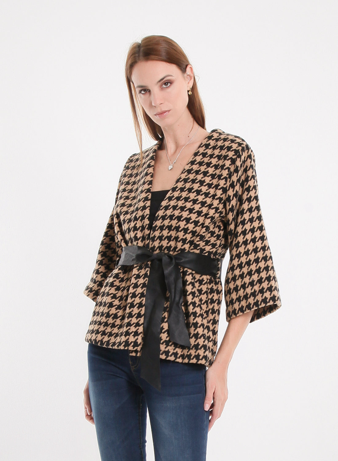 KIMONO PIED DE POULE SM CAMEL