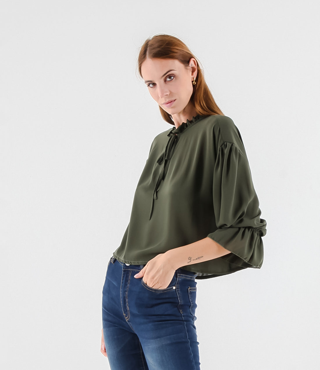 BLUSA PATRIZIA LXL VERDE MILITARE